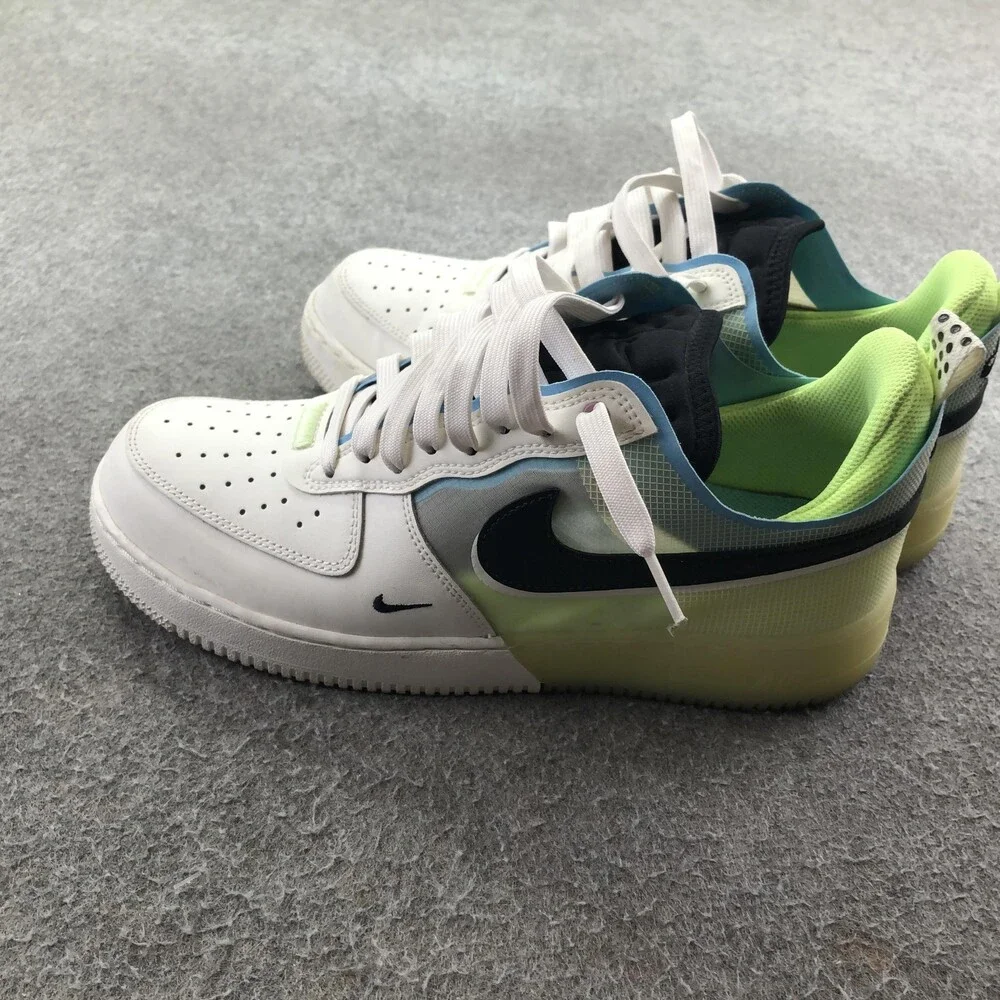 Nike Air Force 1 React Shoes Mens Size 10.5 White Volt Low Sneakers DM0573-101